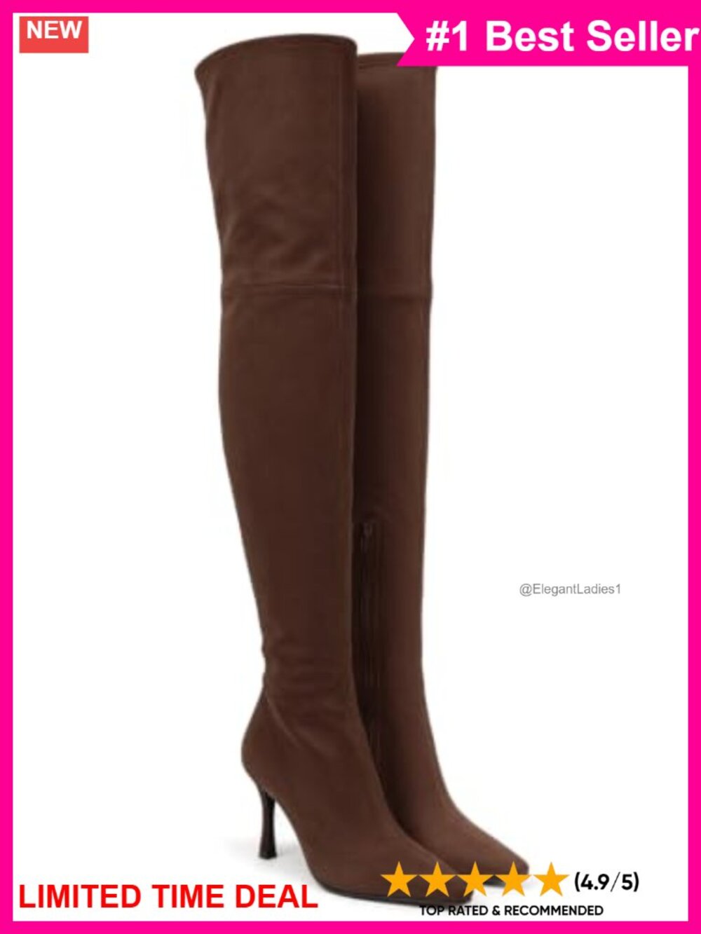 Faux Suede Over the Knee Boots Kitten Heel Zip Thigh High